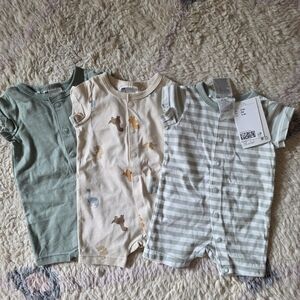 Kids One Pieces Set - Green, Cream, and Striped